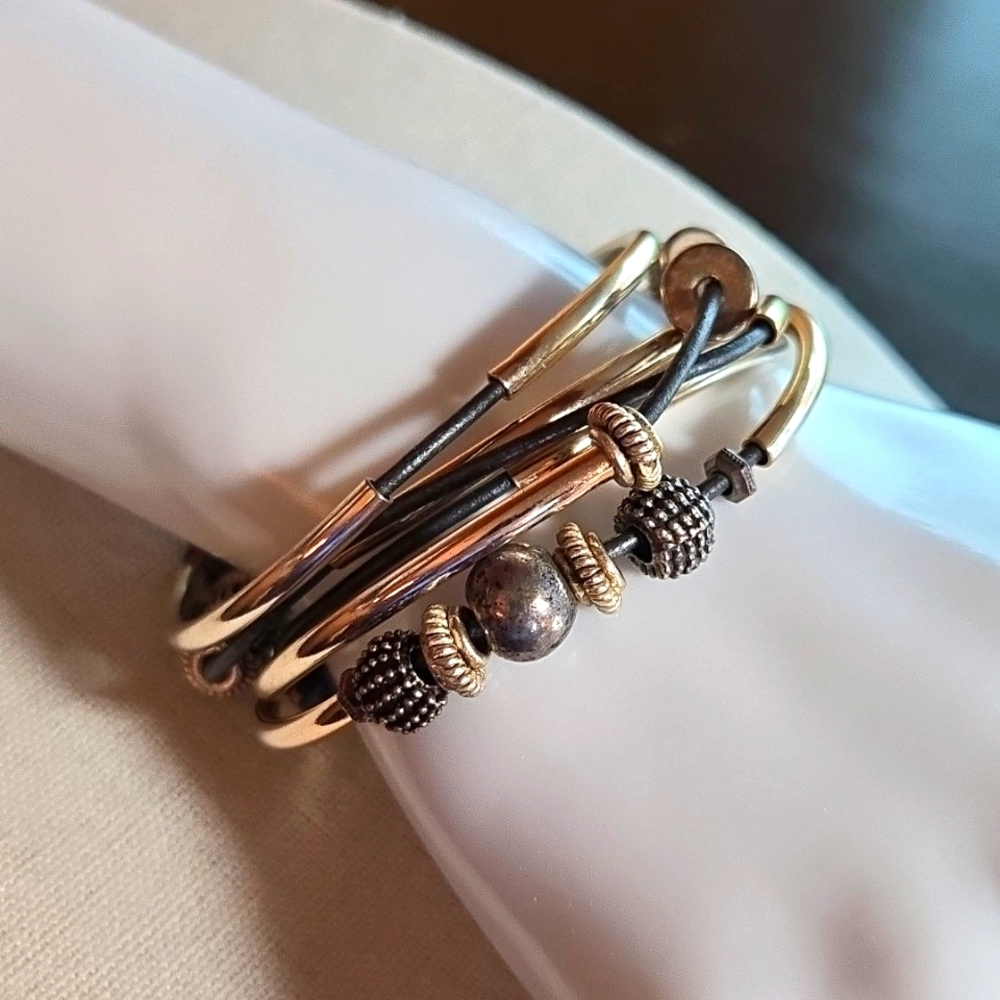 Lizzy James Two Strand Two-tone Beaded Wrap Bracelet/Necklace